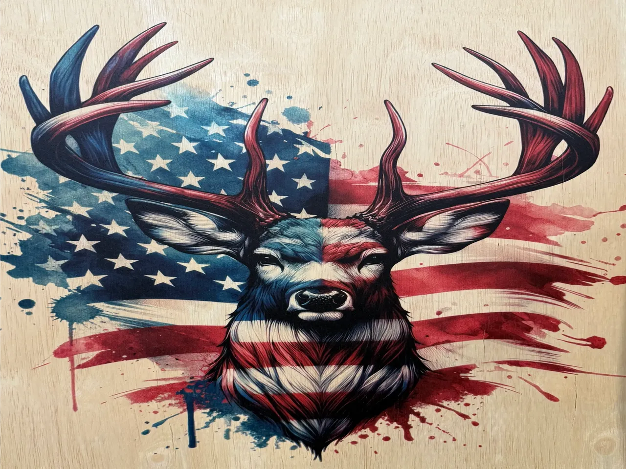 Patriotic Elk on Wood