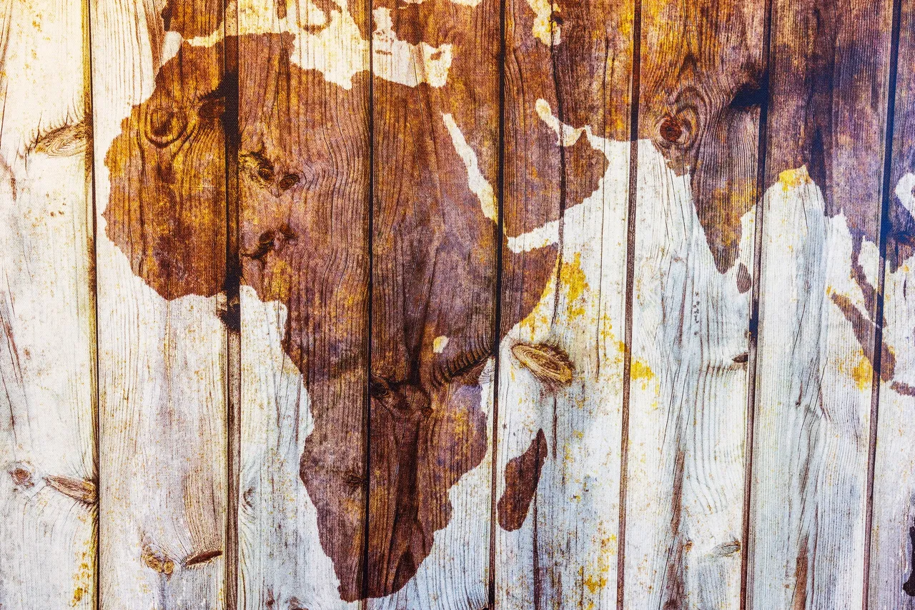 World Map on Wood
