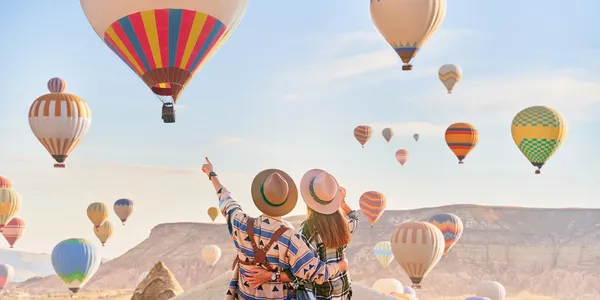 Watching hot air balloons — hospital mural